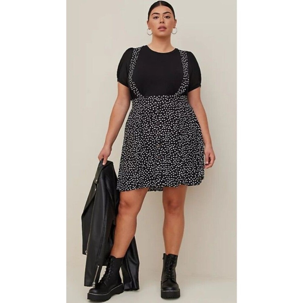 Torrid Mini Skirtall - Challis Polka Dot Black Size 0 12 Large NWT